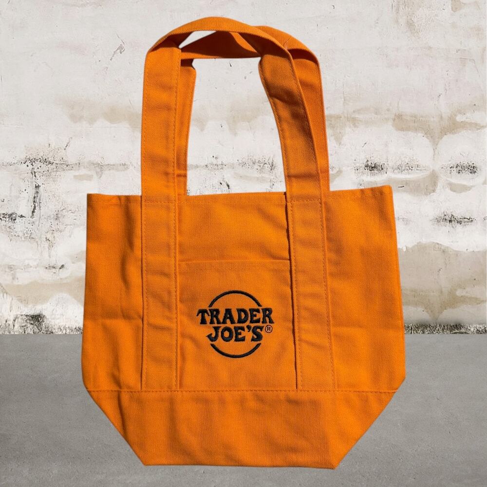 Trader Joe's Trick or Treat Orange Canvas Tote Halloween NWT